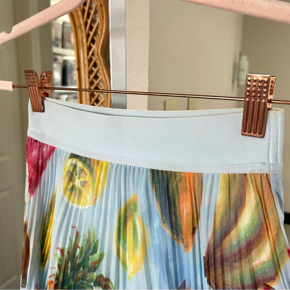 Aritzia Light Blue Fruit Print A-Line Skirt - Picture 4 of 7